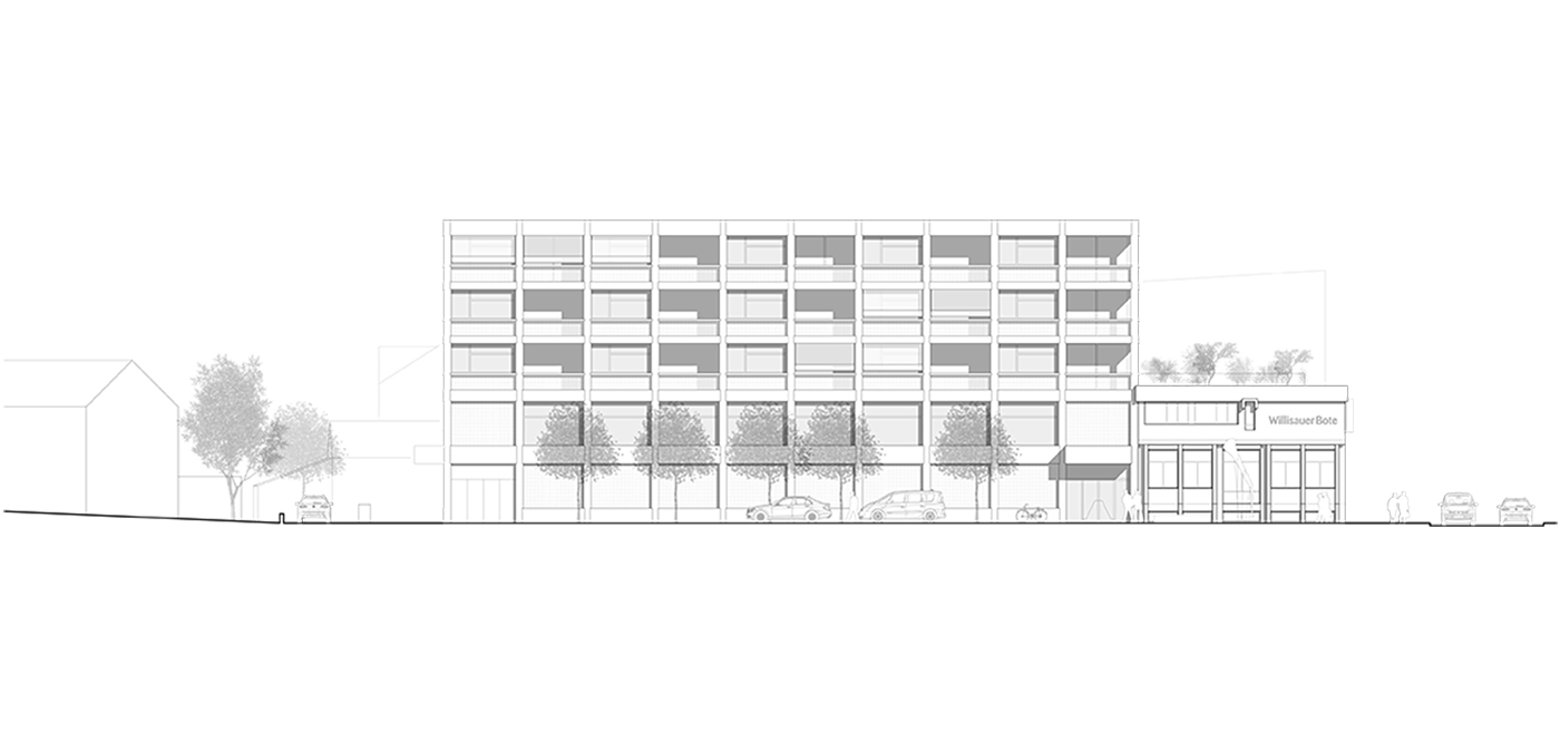 buan architekten – Projektwettbewerb Wilisauer Bote – Ansicht Westfassade