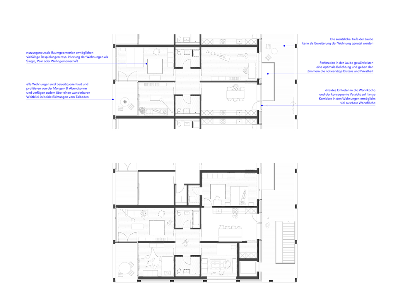 buan architekten – Projektwettbewerb Wilisauer Bote – Grundriss Wohnung Typ 1