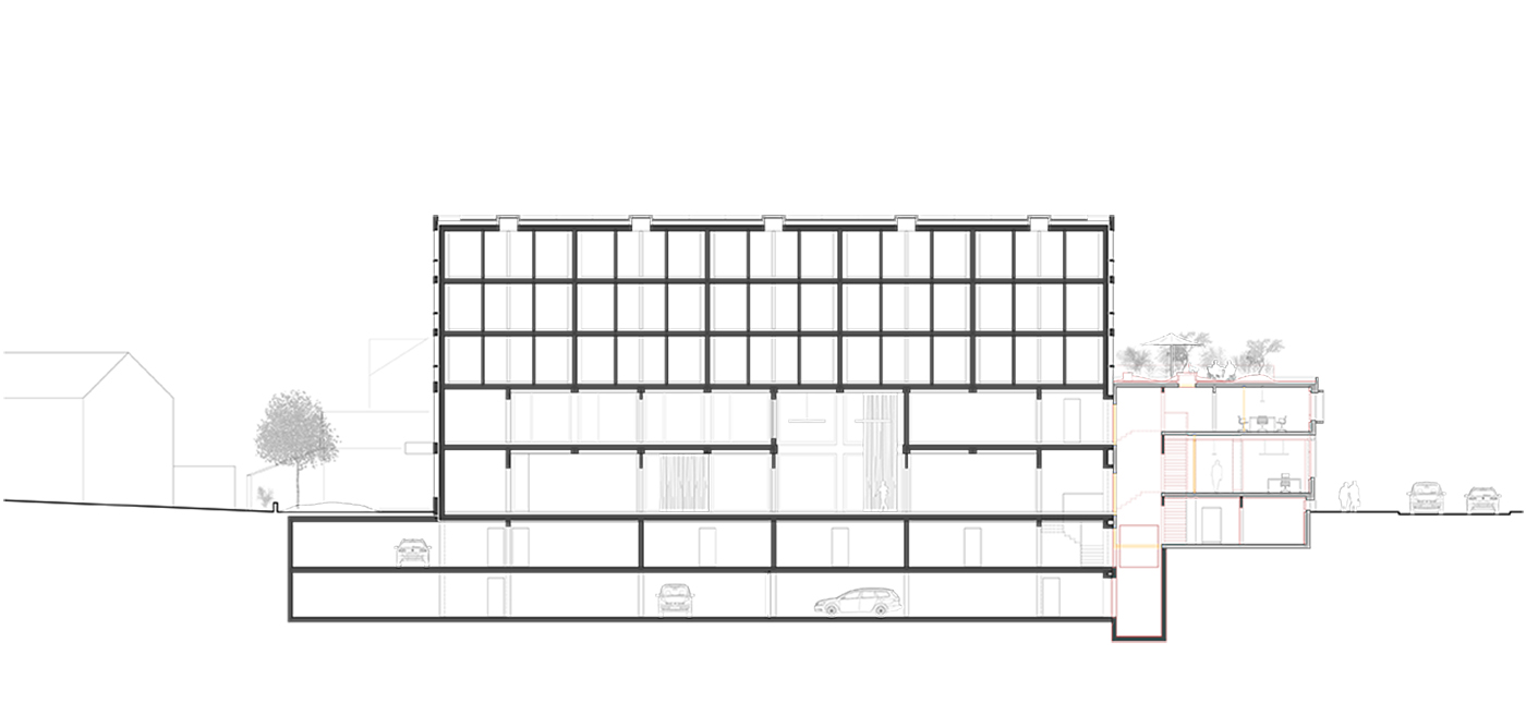 buan architekten – Projektwettbewerb Wilisauer Bote – Laengsschnitt