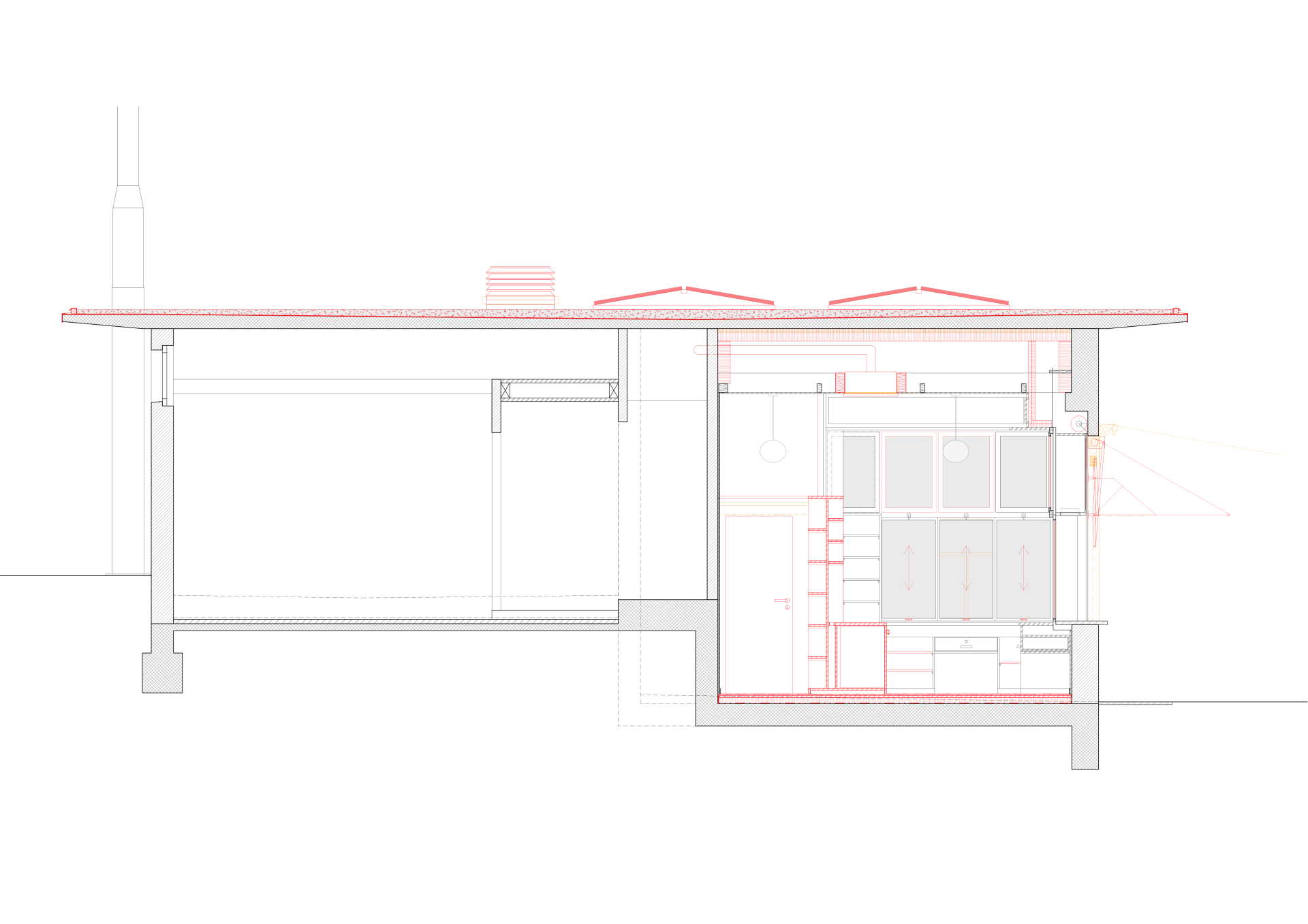 buan architekten - Umbau denkmalgeschützter Kiosk Eichhof Luzern - Detailschnitt