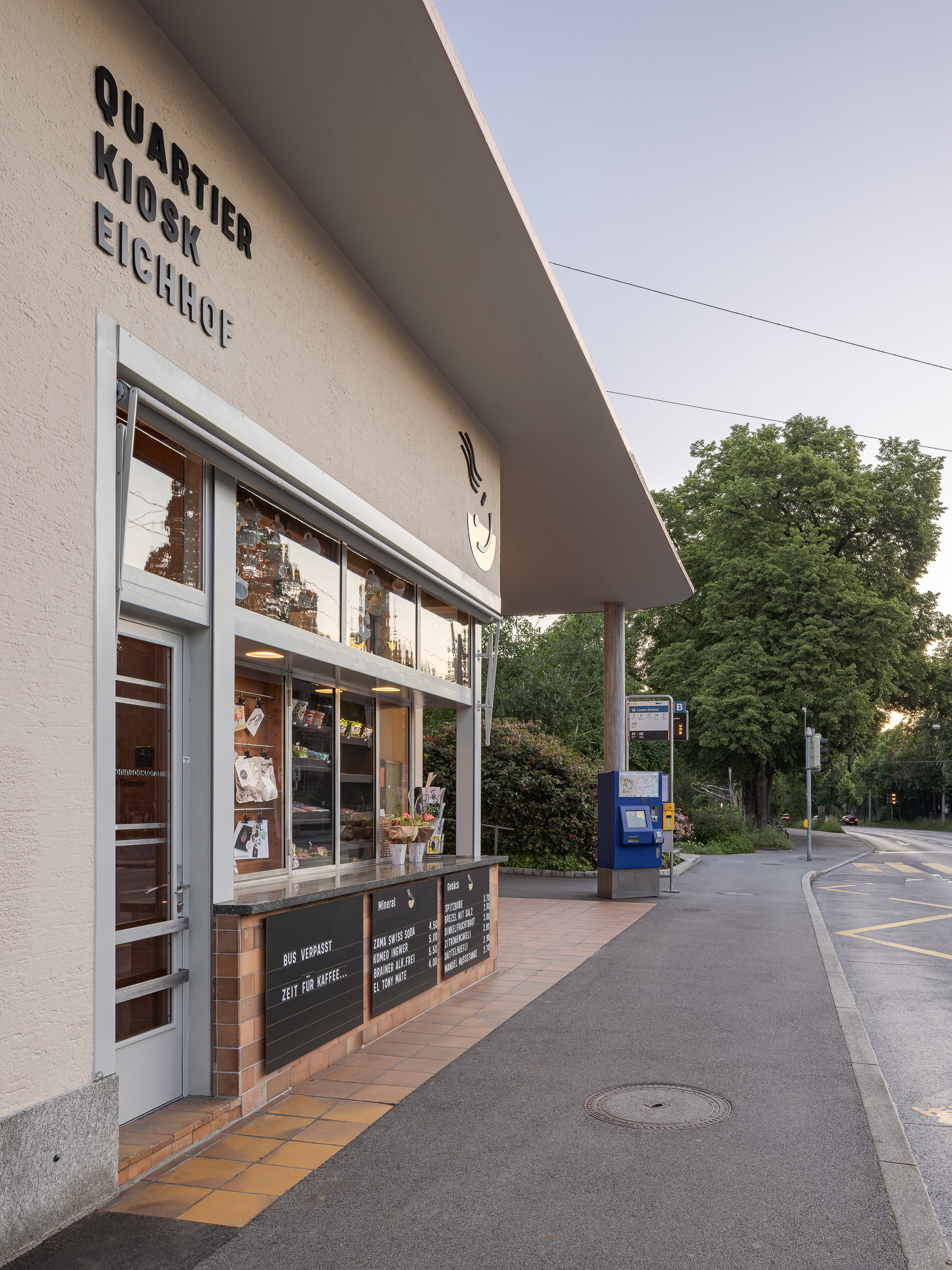 buan architekten - Umbau denkmalgeschützter Kiosk Eichhof Luzern - Kiosk Südostfassade