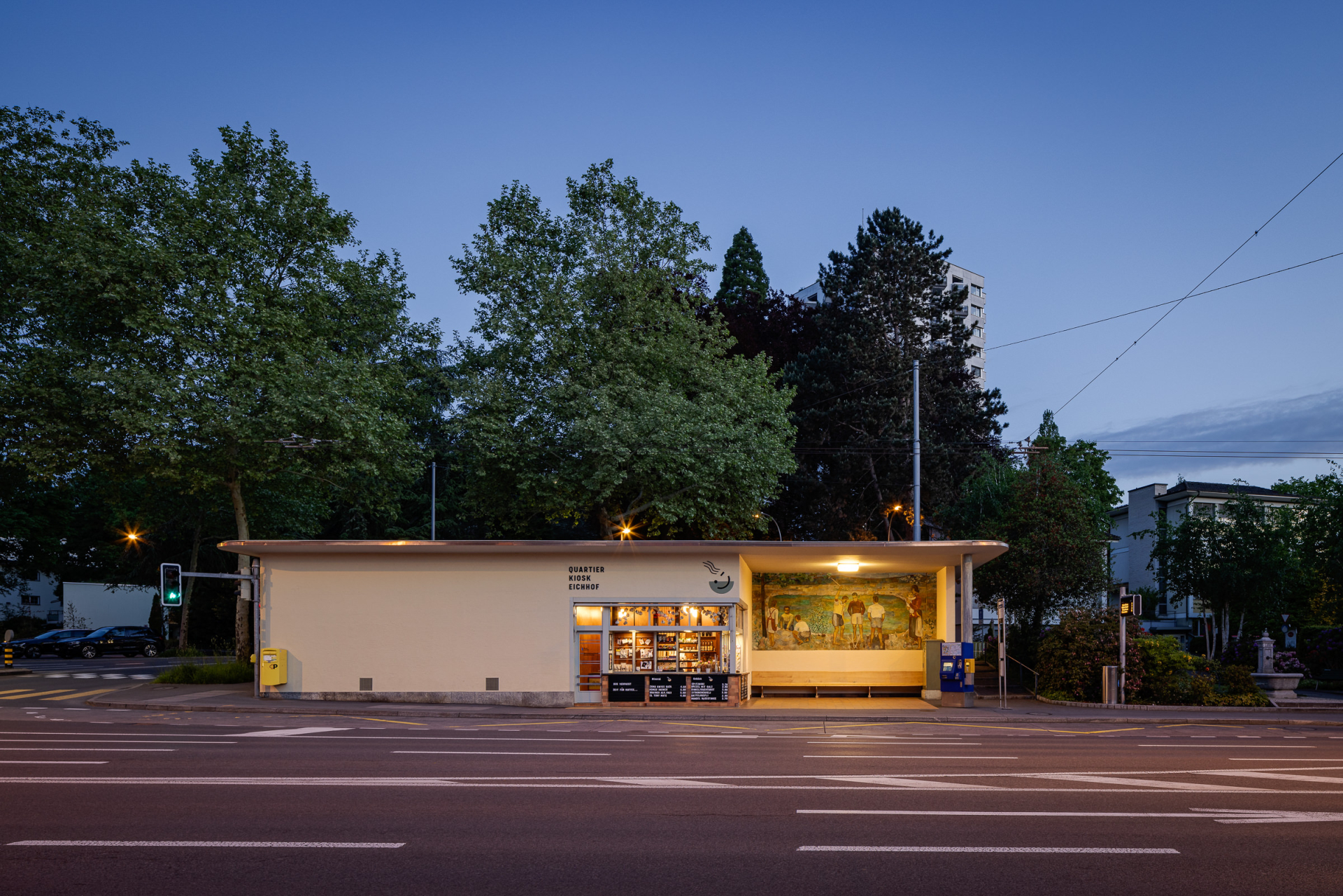 buan architekten - Umbau denkmalgeschützter Kiosk Eichhof Luzern - Südostfassade