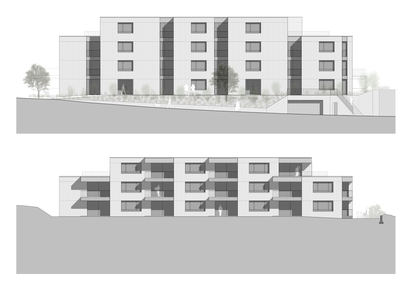 buan architekten – Neubau Wohnhaus Waldweg Luzern – Ansichten