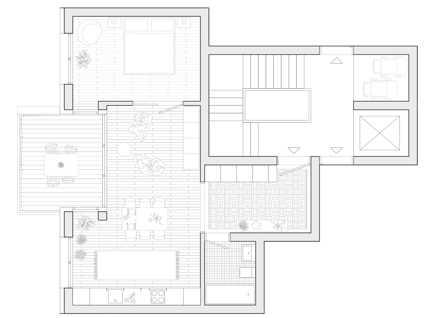 buan architekten – Studienauftrag Meierhöfli Metti – Wohnungsgrundriss 2.5-Zimmer