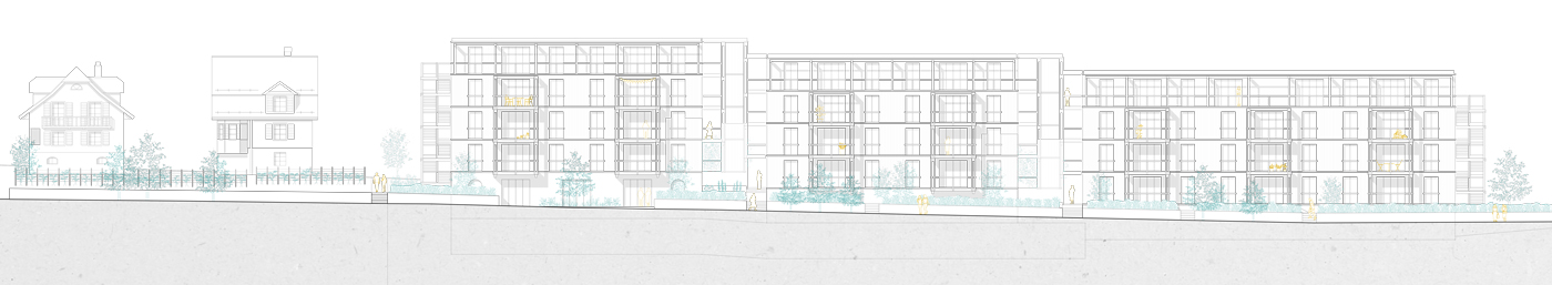 buan architekten – Projektwettbewerb Am Rain Luzern – Hoffassade